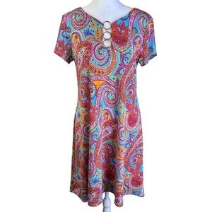 MSK Short Sleeve Paisley Mini Dress Size S